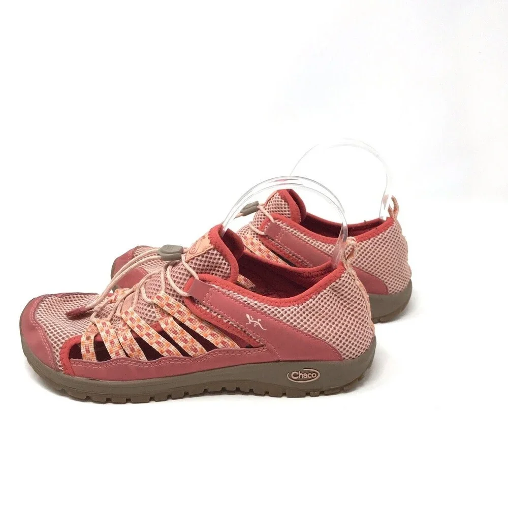 Chaco Kids Outcross Water Shoes Size 6 Red Orange Bungee Lace J180034 Quick Dry